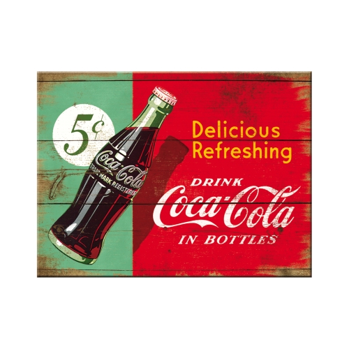 Magnete Coca Cola - Sfondo Legno - 6x8 cm