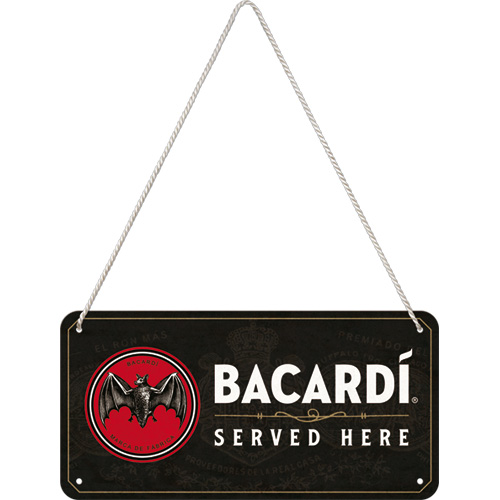 Cartello 10 x 20 cm con filo Bacardi - Served Here