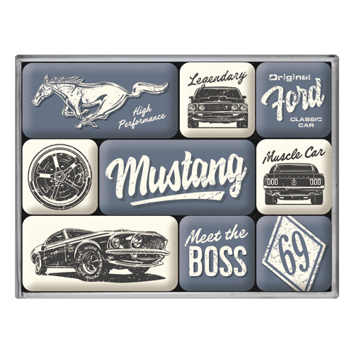 Set di 9 magneti a tema Ford Mustang - The Boss
