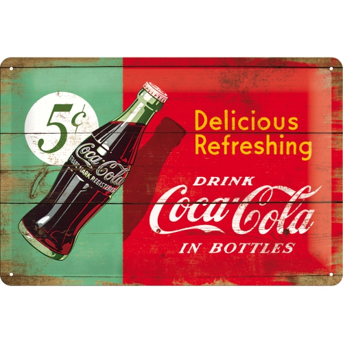 Cartello Coca Cola Delicious Refreshing - 20x30 cm