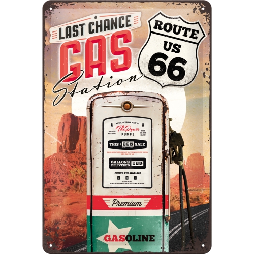 Cartello Route 66 Gas Station - 20x30 cm