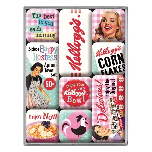 Set di 9 magneti a tema Kellogg's - Happy Hostess Corn Flakes