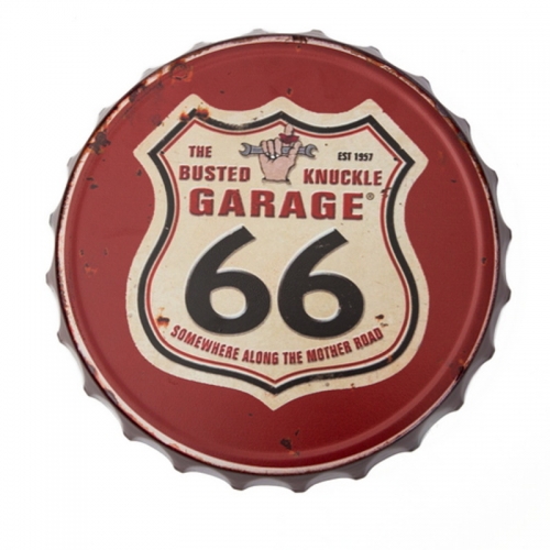 Targa Tappo GARAGE ROUTE 66 - Diam. 33 cm