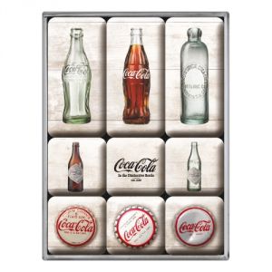 Set di 9 magneti a tema Coca Cola - Bottle Timeline