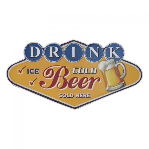 Targa in metallo DRINK ICE COLD BEER - cm 25x49x2,5