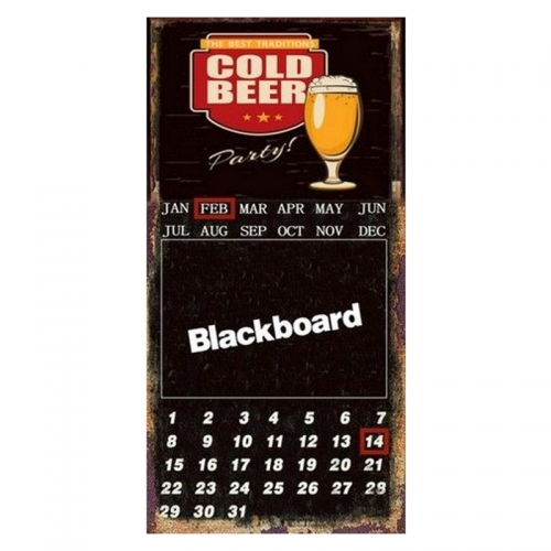 Targa in metallo Lavagna e Calendario COLD BEER