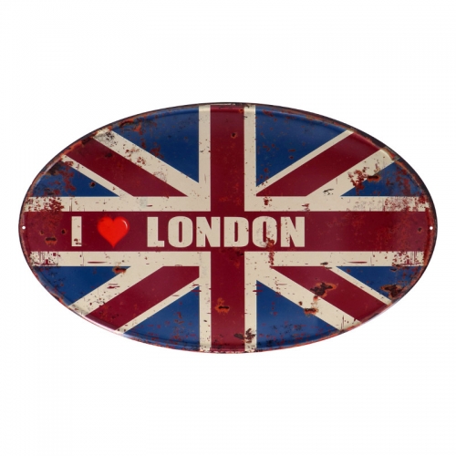 Targa in metallo ovale I LOVE LONDON - cm 34x57