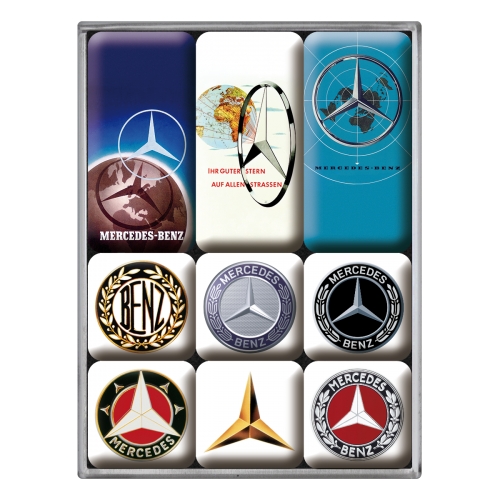 Set di 9 magneti a tema Mercedes-Benz Logo Evolution