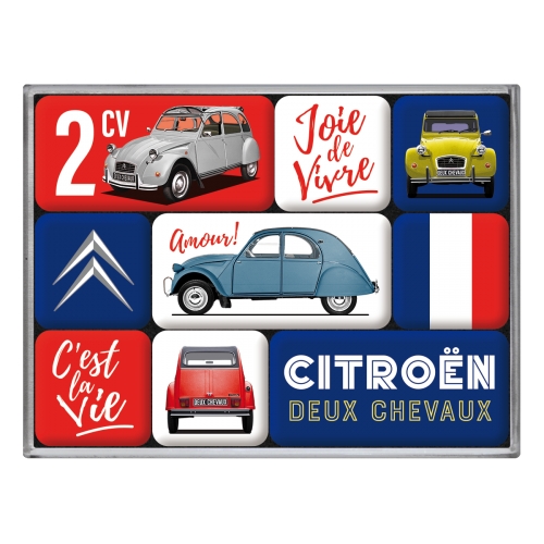 Set di 9 magneti a tema Citroen 2CV - C'est la vie