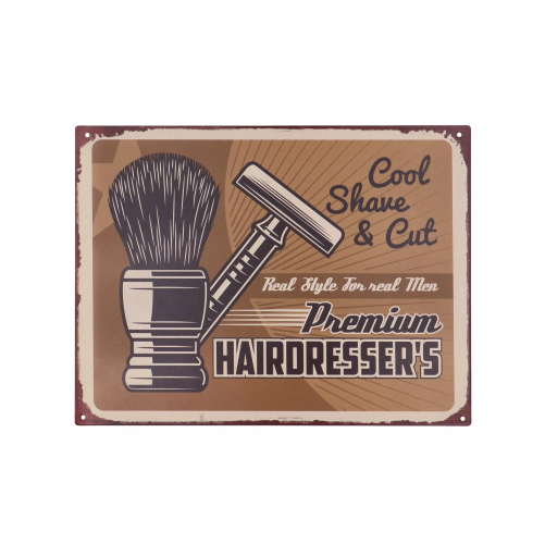 Targa in metallo Barber PREMIUM HAIR DRESSER’S - cm 25X33