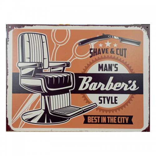 Targa in metallo MAN'S BARBER'S STYLE - cm 25x33