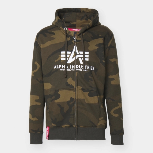 Alpha Industries BASIC ZIP HOODY CAMO - Olive Camo